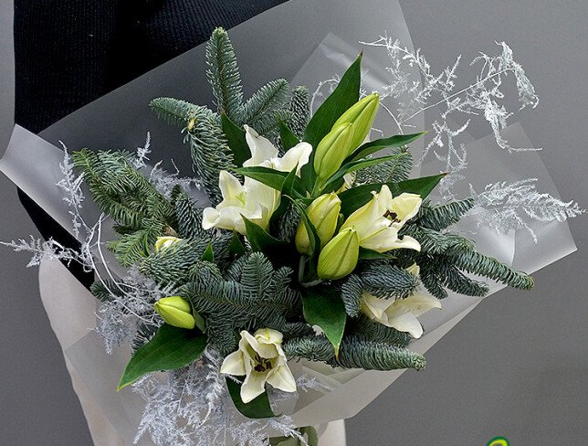 New Year bouquet with white lilies photo