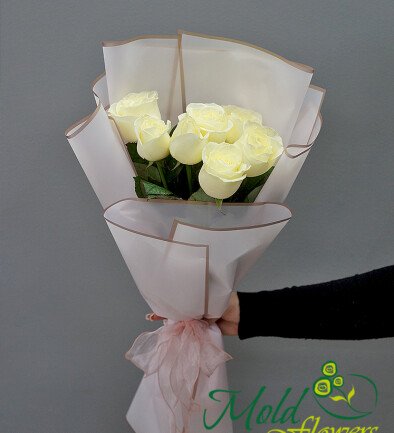 Buchet din 7 trandafiri albi 60-70 foto 394x433