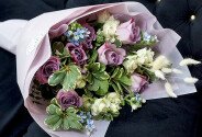 Bouquet of oxypetalum and purple roses “Memory Lane” — photo 5