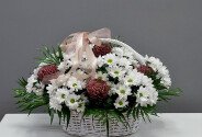Basket of daisy chrysanthemums and pompon chrysanthemums — photo 1