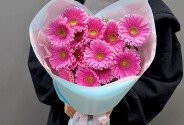 Bouquet of 15 pink gerberas — photo 2