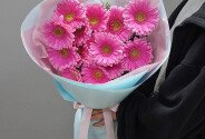 Bouquet of 15 pink gerberas — photo 4