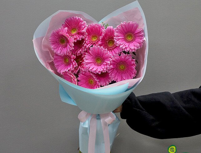 Bouquet of 15 pink gerberas photo