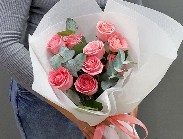 Bouquet of 9 roses “Sophia Loren” 40 cm — photo 2