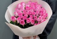 Букет из 45 розовых роз 50 см — фото 3