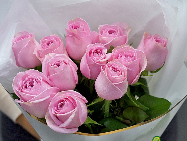 Bouquet of 11 pink Dutch roses 50 cm photo