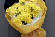 Buchet din 19 dianthus de culoare lamaie — foto 3