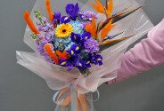Buchet din strelitzia, hortensie si irisi „Accent exotic” — foto 1