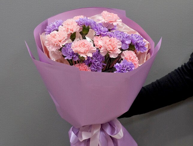 Bouquet of pink and purple dianthus photo