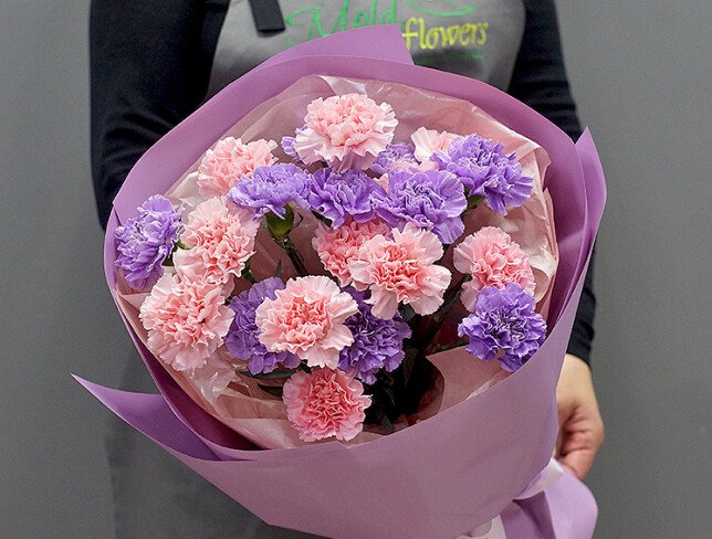 Bouquet of pink and purple dianthus photo