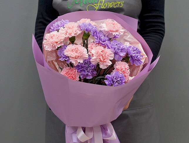 Bouquet of pink and purple dianthus photo