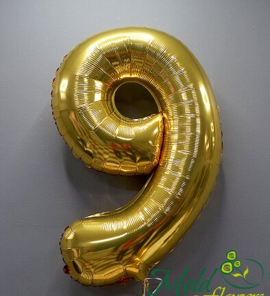 Balon cifra din folie "9" auriu foto 394x433