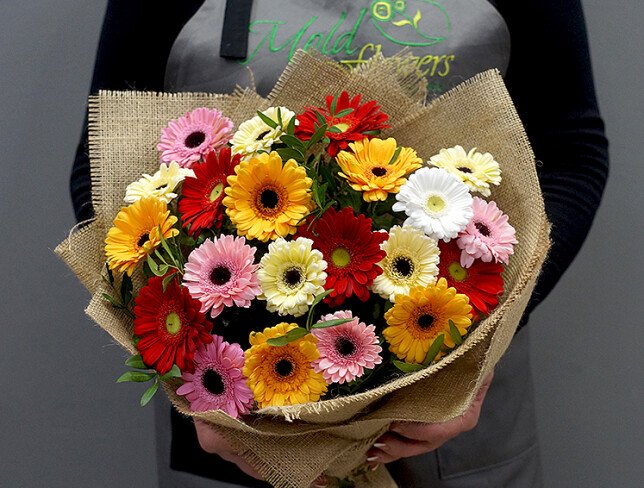 Bouquet of multicolored gerberas “Floral Kaleidoscope” photo