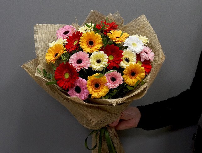 Bouquet of multicolored gerberas “Floral Kaleidoscope” photo