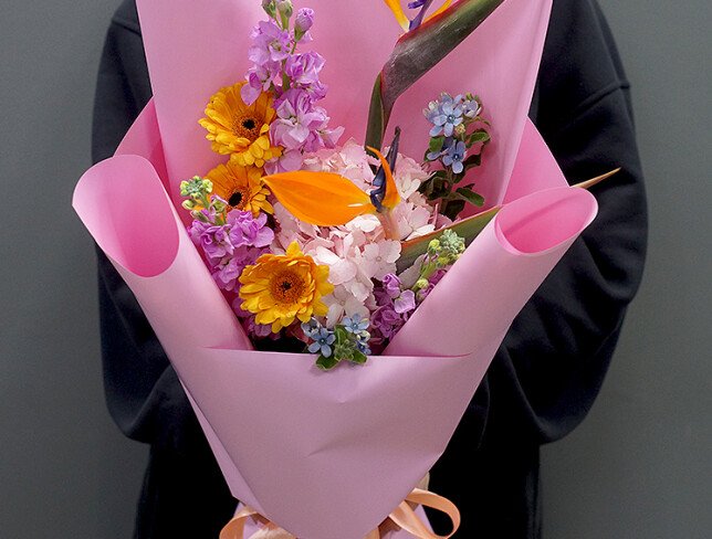 Buchet exotic cu strelitzia „Paradis Roz” — foto 2