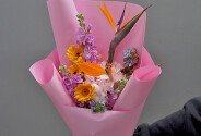 Buchet exotic cu strelitzia „Paradis Roz” — foto 1