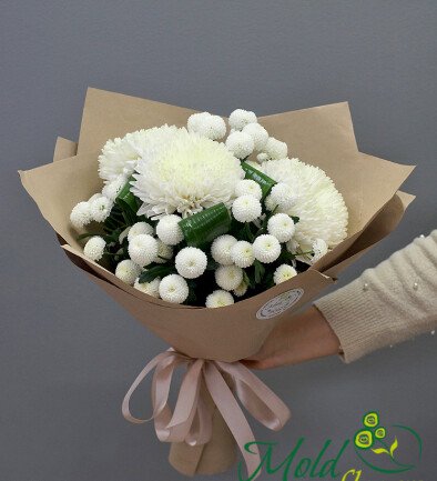 Buchet din crizanteme „Armonie de zapada” foto 394x433