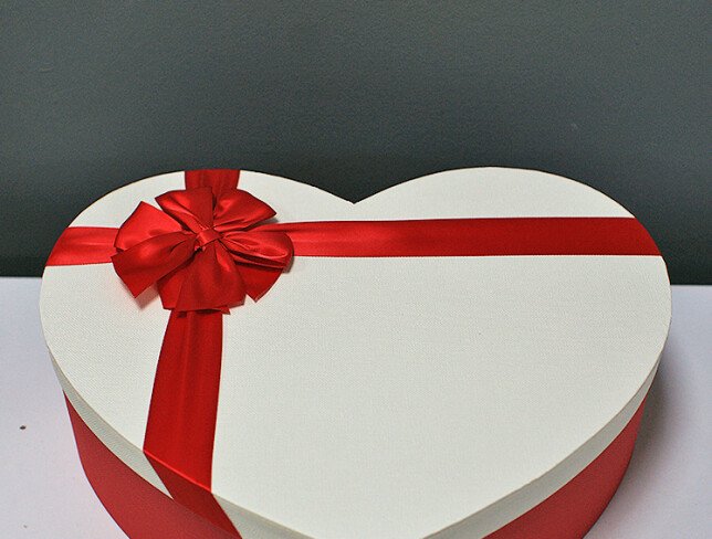 Heart-shaped Box with Red Roses and Asti Martini photo