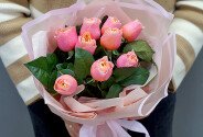 Bouquet of 9 pink peony roses “Spring Charm” — photo 1