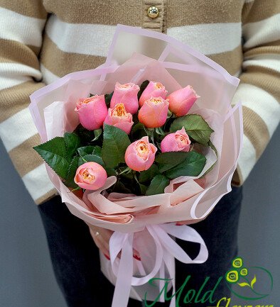 Bouquet of 9 pink peony roses “Spring Charm” photo 394x433