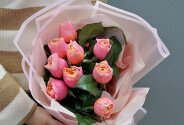 Bouquet of 9 pink peony roses “Spring Charm” — photo 2