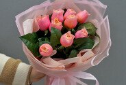 Bouquet of 9 pink peony roses “Spring Charm” — photo 4