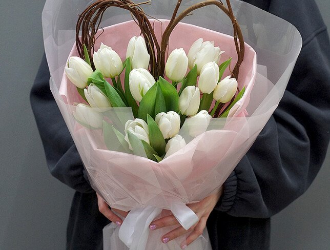 Bouquet with white tulips “Tender Love” photo