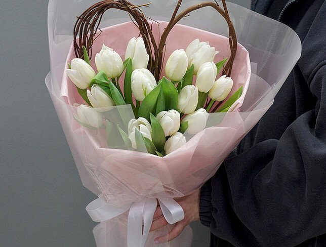Bouquet with white tulips “Tender Love” photo