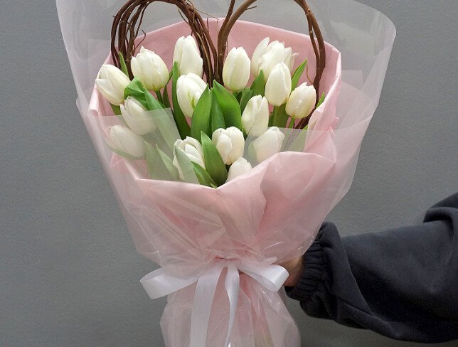 Bouquet with white tulips “Tender Love” photo