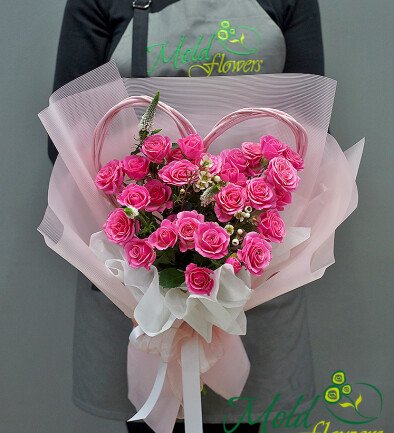 Bouquet of pink spray roses “Symphony of Love” photo 394x433