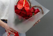 Bouquet with red roses and anthurium "Exotic Love" — photo 3