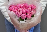 Bouquet of 7 Silva Pink peony-style roses, 50 cm — photo 3
