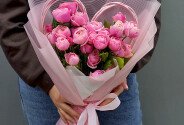 Bouquet of peony roses Silva Pink 50 cm “Sweet Compliment” — photo 1