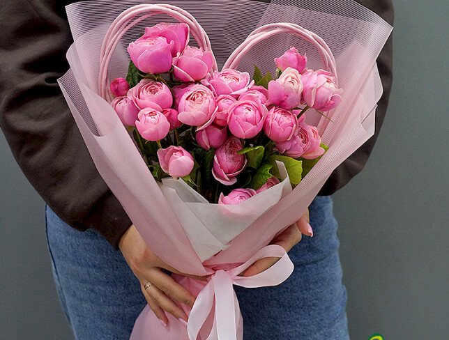 Bouquet of peony roses Silva Pink 50 cm “Sweet Compliment” photo