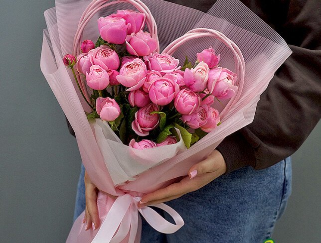 Bouquet of peony roses Silva Pink 50 cm “Sweet Compliment” photo
