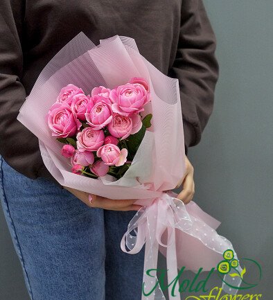 Buchet compliment din trandafiri de tip bujor Silva Pink foto 394x433