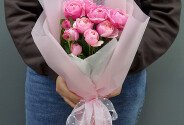 Buchet compliment din trandafiri de tip bujor Silva Pink — foto 3