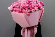 Buchet din trandafiri roz de tip bujor „Barbi” — foto 3
