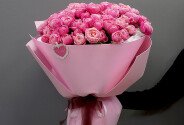 Buchet din trandafiri roz de tip bujor „Barbi” — foto 1