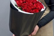 Buchet din 17 trandafiri rosii 70 cm — foto 3