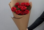 Bouquet of 9 red roses 70 cm — photo 2