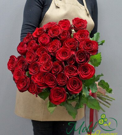 Bouquet of 35 red roses (80 cm) photo 394x433