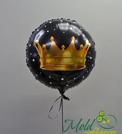 Black foil balloon with helium with crown photo 394x433