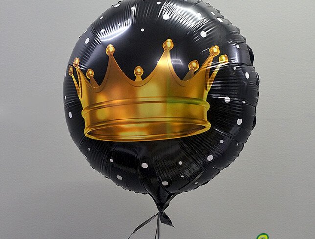 Black foil balloon with helium with crown photo