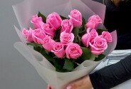 Букет из 15 розовых роз 60 см — фото 1