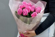 Букет из 9 розовых роз 60 см — фото 4