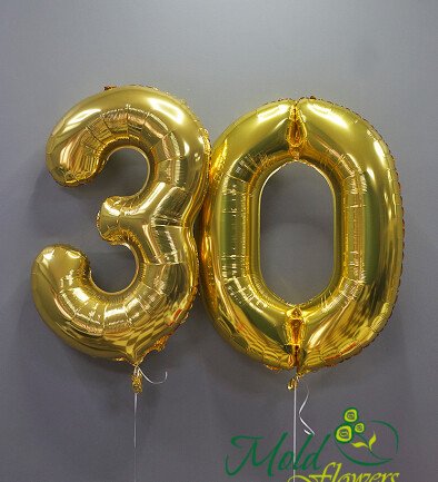 Set baloane din folie numarul ''30'' aurii foto 394x433