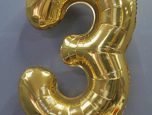 Foil Number "3" Gold photo