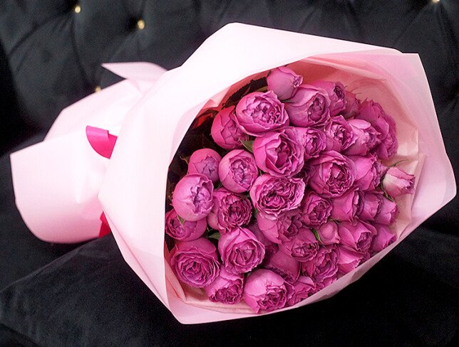 Bouquet of 15 pink spray peony roses “Misty Bubbles” photo