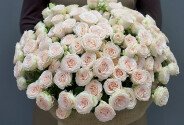 Bouquet of 25 cream roses “Sofia”, 50 cm — photo 1